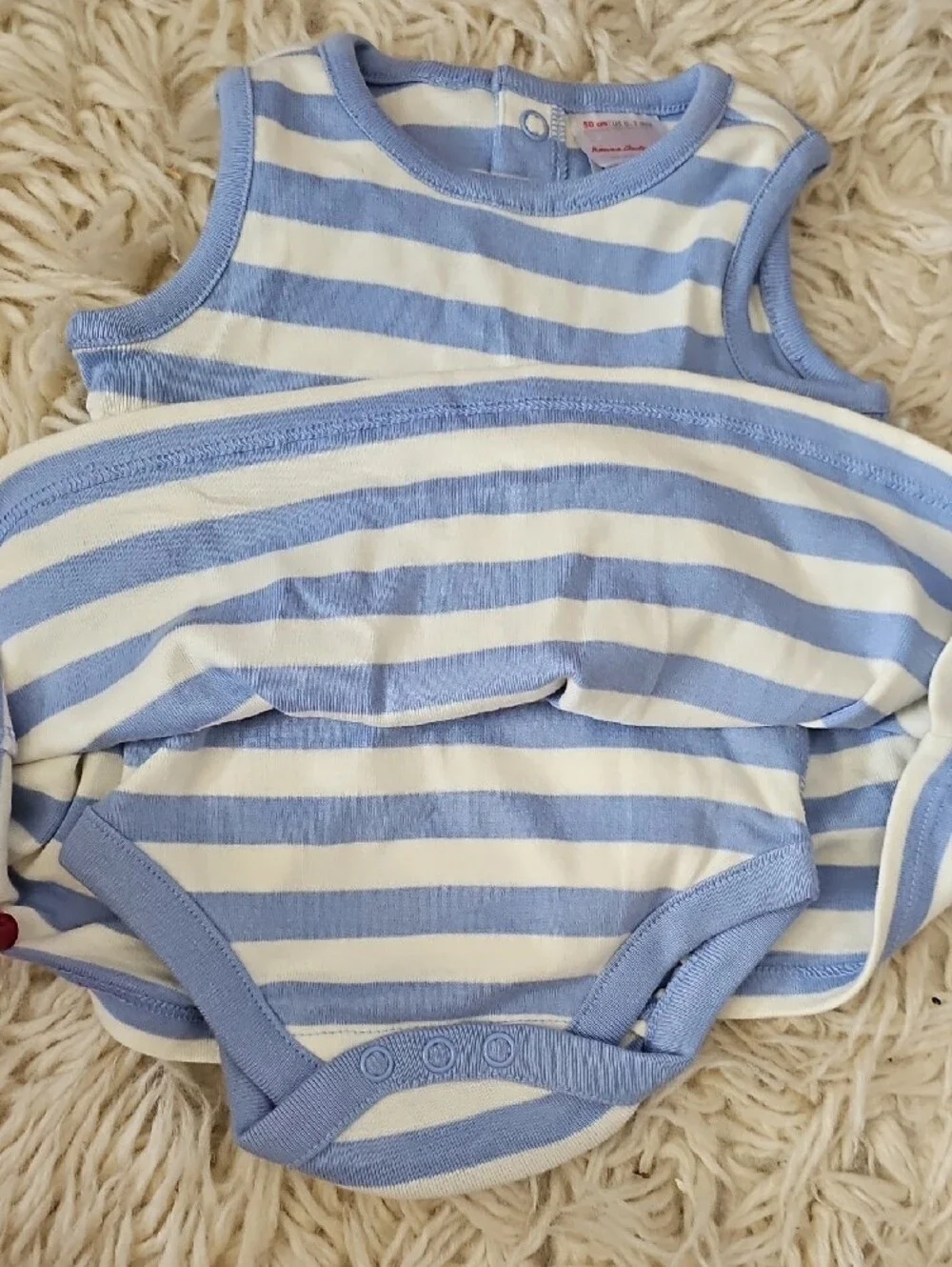 Hanna Andersson Light Blue & White Striped Baby Onesie